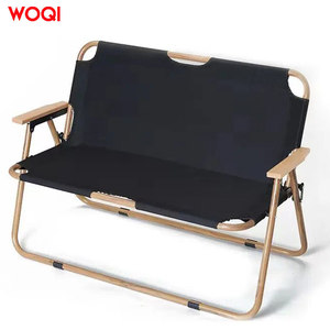 Silla Plegable para Exteriores Woqi, Negra, de Aluminio y Tela Oxford, Silla de Jardín para Dos Personas, Portátil - Product Image 1