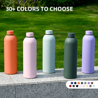 Bouteille d'eau isotherme en acier inoxydable à double paroi de 750 ml avec logo personnalisé, thermos sous vide avec revêtement en caoutchouc pour cadeau ou salle de sport