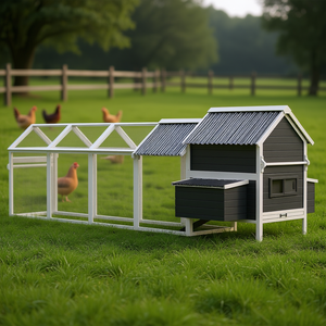 Gallinero Extra Grande de 162 Pulgadas con Casa de Madera para Gallinas, Techo de PVC Gris Oscuro y Bandeja Deslizable para Alojamiento de Aves - Product Image 2