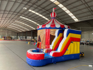 Thương mại <span class=keywords><strong>Inflatable</strong></span> <span class=keywords><strong>Bouncer</strong></span> Combo sân chơi Carousel nhảy lâu đài với trượt cho thuê - Product Image 2
