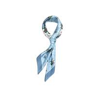 Foulard carré à motif de fleurs et de dinosaures de dessin animé, foulard en soie bleu doux et tendance, taille et emballage personnalisés, vente en gros