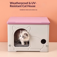 Moderne kattenkast van kunststof, luxe, volledig omringend huisdierverblijf, universele schuilplaats, geïsoleerd tegen wind en regen, voor buitengebruik