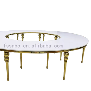 Moderno di lusso in acciaio inox bianco <span class=keywords><strong>S</strong></span> forma di evento banchetto serpentina tavolo per eventi festa di nozze quattro pezzi tavola rotonda - Product Image 6