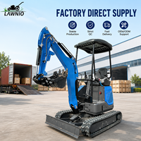 Mini-excavatrice LAWNIO 18L avec cabine, moteur Kubota D722, commande pilote, chenilles en caoutchouc, pour travaux agricoles et chantiers professionnels, directement de l'usine