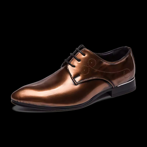 Zapatos Oxford de cuero genuino de alta gama, estilo británico, formales para negocios, con cordones, punta en pico, hechos a mano, para novio, Evergreen - Product Image 6