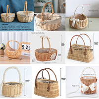 Panier à fleurs en osier tressé à la main personnalisé avec poignée, panier à fleurs pour décoration de mariage, panier cadeau en rotin tressé