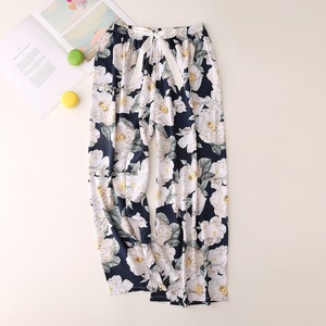 Pantalon long d'été pour <span class=keywords><strong>femme</strong></span>, taille élastique, jambe large, décontracté, pour la maison, pyjama grande taille, imprimé floral - Product Image 4