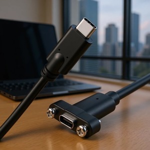<b>Usb</b>-C 3.1 Extension <b>Cable</b> With Screw Mounting Panel <b>For</b> Industrial Equipment Panel - Product Image 1