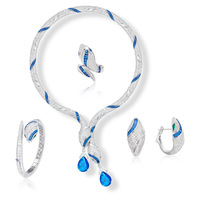 Set Perhiasan Kalung Anting Gelang Cincin ZX Berlapis Emas Motif Ular Vintage Zirkon Desain Serpentine Merek Ternama Perhiasan Mewah Hadiah