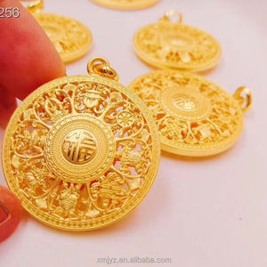 Colgante de Latón Bañado en Oro con Diseño de Buda Antiguo, Joyería Hueca de los <span class=keywords><strong>Ocho</strong></span> Tesoros, Amuleto con el Símbolo del Fu y el Diez Mil Caracteres - Product Image 3