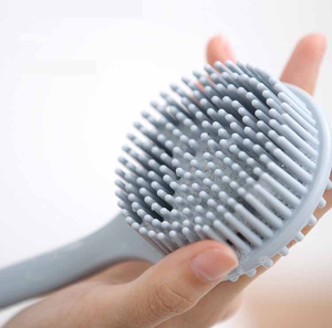 High Quality <b>Waterproof</b> <b>Silicone</b> Bath Brush for Adults & Children with Long Handle Anti-Slip Design Massage Function - Product Image 3