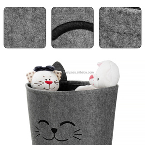 Felt <b>Laundry</b> Hamper Stackable <b>Storage</b> Kitten Custom Felt <b>Storage</b> Basket for Kids Bedroom - Product Image 2
