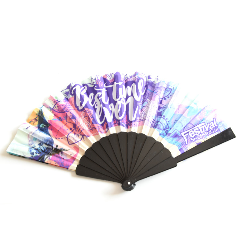 Популярный персонализированный портативный складной тропический пластиковый ручной вентилятор с принтом на заказ