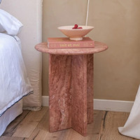 Petite table de chevet moderne de luxe en marbre naturel avec design anti-basculement, mobile pour chambre et salon