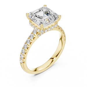 Anillo de Compromiso Aries Jewel para Mujer, con Certificado IGI, Moderno, de Oro Sólido de 14K, con Diamantes Cultivados en Laboratorio, Corte Asscher y Corte Brillante Redondo - Product Image 1