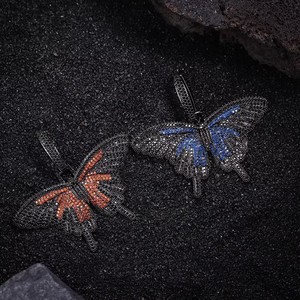 Butterfly Pendant Necklace Men's Diamond Charm Full Pave Street Style Everyday Wear - Product Image 3