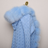Hiver Femmes Cardigan Long Veste Tissée Pull Fourrure de Renard Garni Grand Col de Fourrure de Renard Veste Pour Dame Automne