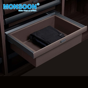 Boîtes de rangement coulissantes pour tiroirs de placard, en alliage d'aluminium, avec panier de rangement dissimulé en cuir pour armoire - Product Image 3