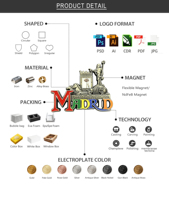 Imán de Refrigerador Personalizado en 3D con Relieve Metálico de Madrid, España, Imán Fuerte de Aleación de Zinc, Recuerdo Turístico