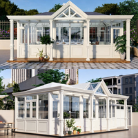 Véranda triangulaire en verre trempé en alliage d'aluminium sur mesure avec design européen pour usage extérieur en villa