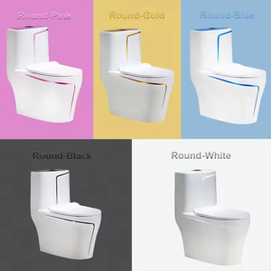 Inodoro de Cerámica de Una Pieza, Moderno y de Lujo, con Detalles en Dorado, Descarga por Sifón, para Baño de Hotel, Villa u Hogar Moderno - Product Image 6