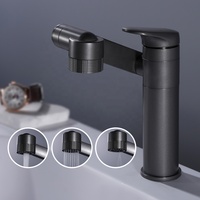 Robinet de lavabo moderne en céramique à trou unique, flexible, rotatif à 360°, 3 fonctions, angle réglable, en laiton, pour eau chaude et froide