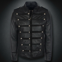Veste en cuir gothique noire pour homme