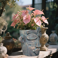 Pot de fleurs abstrait style Picasso en résine synthétique, ornement artisanal, art moderne, décoration d'intérieur pour table, Halloween, Pâques