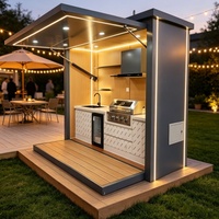 Îlot de cuisine extérieur complet avec chariot de barbecue pour jardin, patio, fête, camping, station de cuisson en plein air