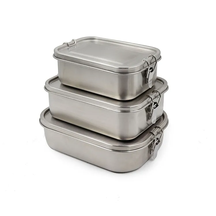 Hot selling wholesale custom logo factory tiffin stainless steel food container bento rectangular lunch box