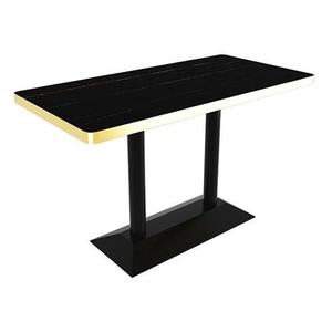 Black <b>Marble</b> Sintered Stone <b>Table</b> <b>Top</b> with Champagne Gold Aluminum Edge | Luxury Commercial Outdoor Tabletop Wholesale - Product Image 2