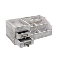 Organisateur de bureau en bois à 2 niveaux avec tiroirs, idéal pour le rangement et la présentation de bijoux