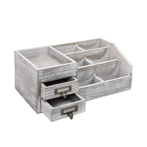 Organisateur de bureau en bois à 2 niveaux avec tiroirs, idéal pour le rangement et la présentation de bijoux - Product Image 5