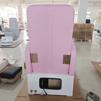 Meubles de salon de luxe, station de pédicure pour salon de manucure, fauteuil de pédicure moderne avec bain à remous rose et tiroirs de rangement