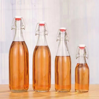 Bouteilles en verre transparent hermétiques avec couvercle à vis et bouchon basculant de 250 ml, 500 ml, 750 ml pour Kombucha, Kéfir, Jus, Huile, Vinaigre, Huile aromatisée