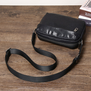 Men's Genuine Leather Crossbody <b>Bag</b> Black Durable Everyday Use - Product Image 4