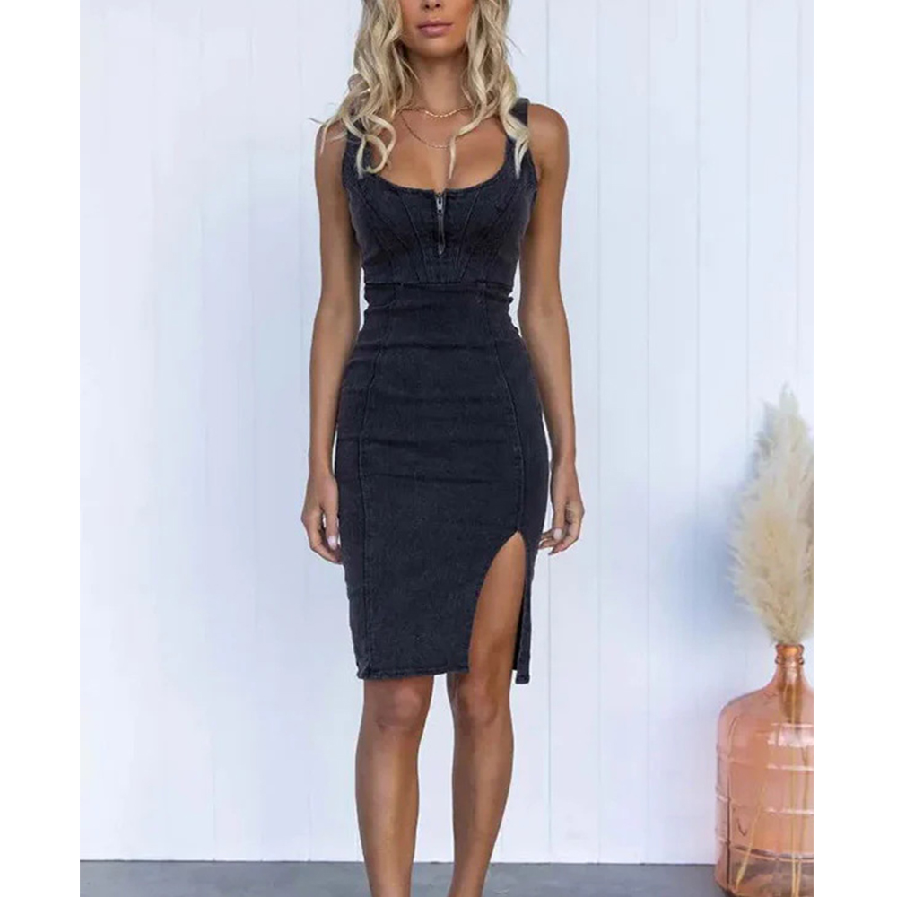 Shop Our New Style Women's Summer U-Neck Denim Dresses