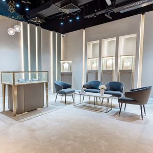 Mostrador de joyería de madera BRUTALIST moderno, con iluminación LED, para tiendas de joyería al por menor - Product Image 1