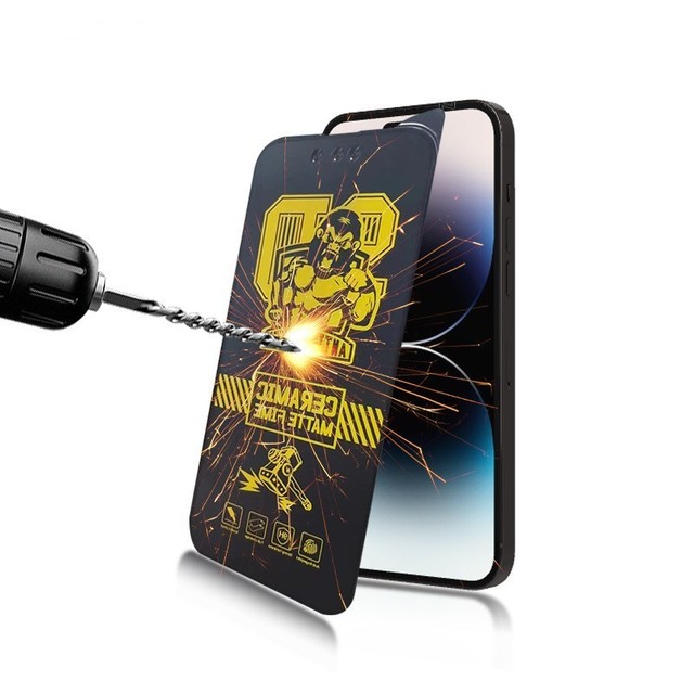 New and Upgraded 9D 9H King Kong HD Matte Ceramic Screen Protector Jingang Gorilla Electroplating Ceramic Film for IPhone15 14