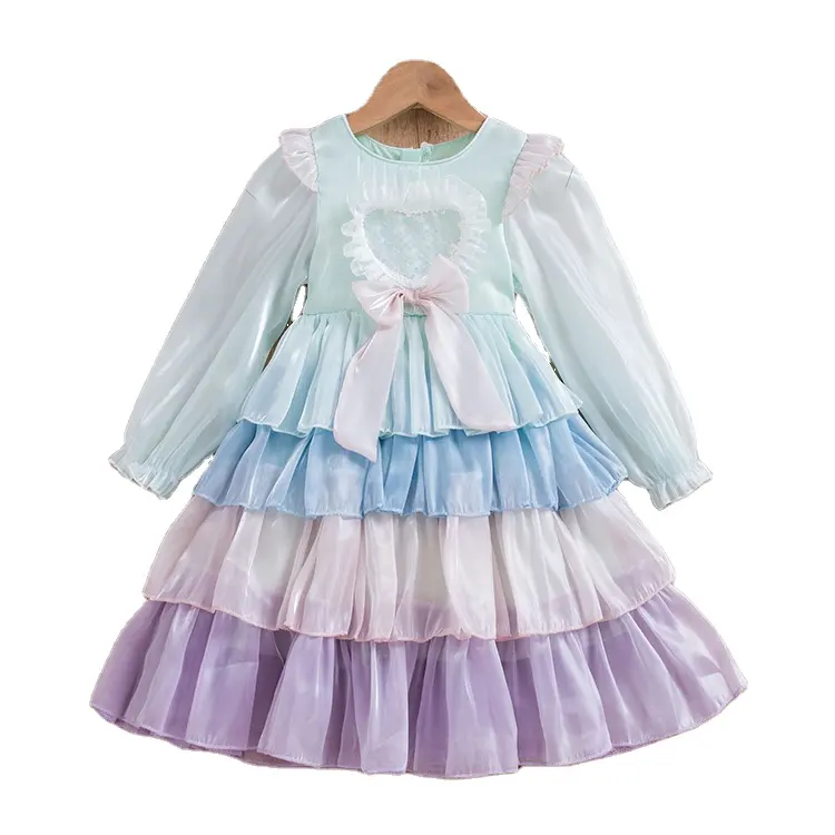 Kinderkleding 2024 Nieuwe Stijl Baby Herfstjurk Meisje Cake Rok Prinses Gezwollen Jurken Voor Meisje