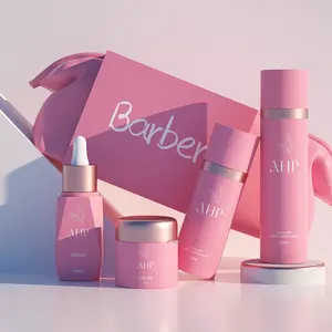 körperpflege kundenspezifisches logo recycling runde körper rosa luftlose lotion-flasche leere hautpflege-verpackung mattiertes set kosmetika