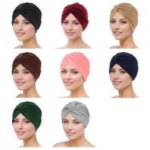 <span class=keywords><strong>Vente</strong></span> Directe Fabricant en Gros Nouveau Style Chapeau Croisé Torsadé Frontal en Tissu Élastique pour Femme Adulte Foulard Indien - Product Image 2
