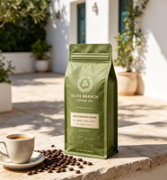 Sachet de café professionnel personnalisé imprimé en héliogravure, fond plat, scellé sur huit côtés, avec valve, pour grains torréfiés, 2 lb