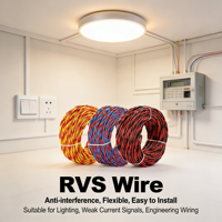 Câble torsadé isolé en PVC RVS, conducteur en cuivre toronné pour l'alimentation électrique et le câblage de bâtiments, installation facile