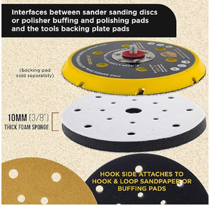 6" Soft Density Interface Pad 17 Hole Dustless <strong>Hook</strong> &amp; <strong>Loop</strong> Foam Cushion Used Between Vacuum Sander Sanding Disc &amp; Backing Pad - Product Image 3