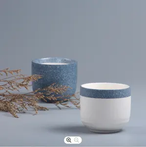 Produsen Cangkir Keramik Modern Nordik Biru Putih Susu Sereal Kopi Mug Keramik Tanpa Pegangan