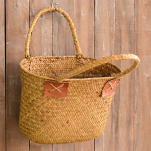 Cesta de Regalo Multifuncional de Jacinto de Agua Ecológica, Cesta de Flores de Paja Hecha a Mano, Rústica, Creativa, Tejida, Portátil, para Organización - Product Image 4