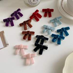 Lazos de terciopelo elegantes para el cabello, pasadores con lazo pequeño, pinzas para el cabello para niñas - Product Image 2