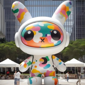 Scultura Moderna Astratta in Fibra <span class=keywords><strong>di</strong></span> Vetro su Larga Scala, Statua Personalizzata in Resina Dipinta con Paesaggio Urbano, Piazza e Parco - Product Image 1