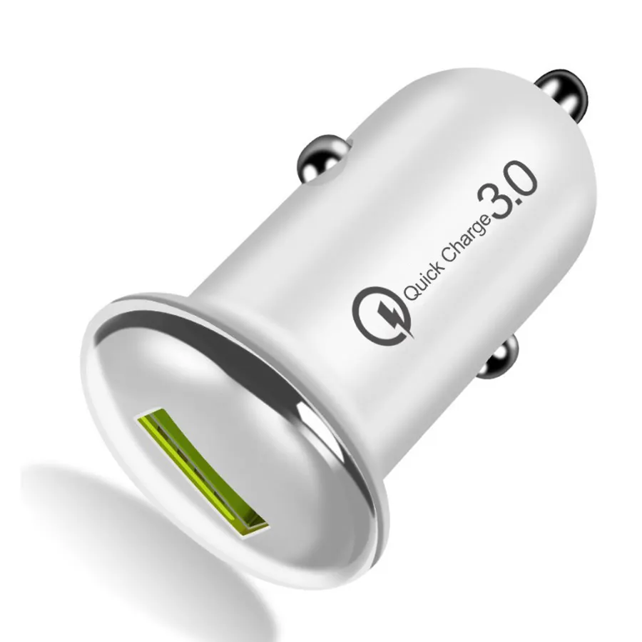 Cargador de coche Qc3.0 Qualcomm 3,0, adaptador de carga rápida para teléfono móvil, Mini cargador de coche de carga rápida inteligente